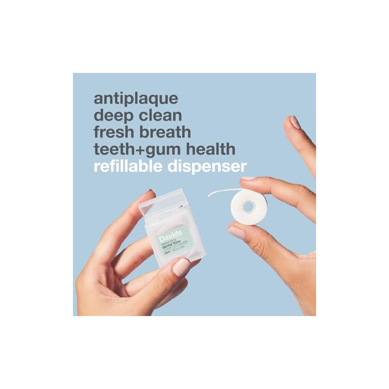 Davids Expanding Dental Floss + Refill w/Hydroxyapatite, No Break Woven