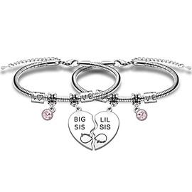 HULALA Big Sis Little Sis Matching Sister Bracelets For 2 Girls Women Sisters Birthday Christmas Jewellery Gifts