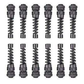 TA-VIGOR 12Pcs PG7 Cable Gland 3mm-6.5mm Wire Hole Waterproof Nylon Connector Joint Adjustable Locknut with Strain Relief Black