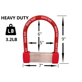 EnzZone Bike Lock Heavy Duty Anti Theft Alarm Bike U Lock, High Pitched Audible Alarm, Bicycle, Fits Fat Tire E-Bikes 20"x4" Wheels Scooters Motorcycles,16mm Stainless Steel Weather Proof 3 Keys (Red)