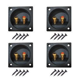 XYRSTOLR 4Pcs 2-Way Speaker Box Terminal Cup with Banana Plugs Binding Post Subwoofer Box Speaker Terminal for DIY Home Car Stereo Speaker & Subwoofer