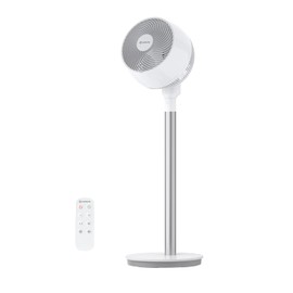 AIRMATE Standing Fan for Bedroom, 9" Blade Quiet 25dB Pedestal Fan with Remote, DC Motor, 12 Speeds, 960CFM High Airflow, 85ft, Adjustable Height (12"-37"), 12H Timer, 80° Oscillation fan, White