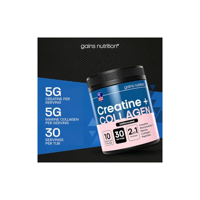 GN Creatine + Marine Collagen Powder, Unflavoured, 5g Creatine Monohydrate