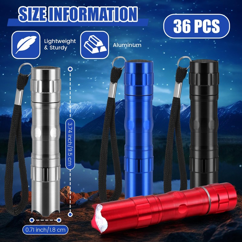 Tujoe 36 Pcs Mini Flashlights Bulk Bright Aluminum LED Handheld