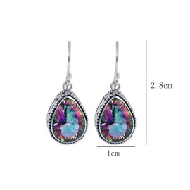 Teardrop Earrings for Women Silver Colorful Dangling Glass Women's Earrings Dangle Boho Cute Drop Dainty Tear Drop Jewelry (Colorful)