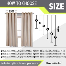 Anytime Home Curtains Blackout and Sheer Layered Solid Window Curtain Panel Pair with Grommet Top, 52Wx63L,Beige