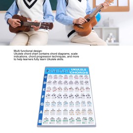 Ukulele Chord Sheet, Professional Educational Reference Guide Ukulele Chord Poster Chart with Scale Fingerings Chord Progression Techniques for Beginners Players (S)