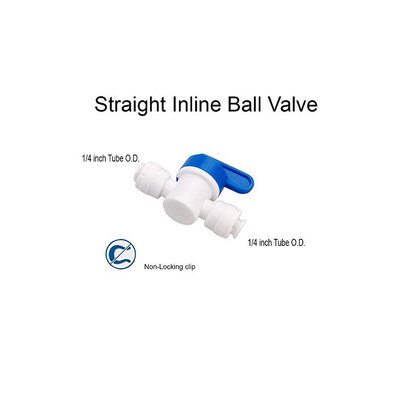 PureSec Inline Shut Off Ball Valve 1/4 inch OD Tubing&Hose&Pipe