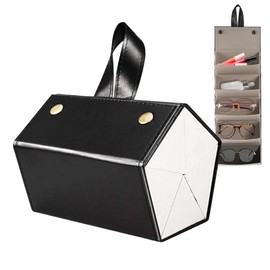 Trave Sunglasses Organizer with 5 Slots - Glasses Case Storage Box Portable Sunglasses Holder Case for Women Men (Black)