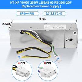 NT1XP YH9D7 255W Power Supply PSU Compatible with Dell Optiplex 3020 7020 9020 Precision T1700 Small Form Factor (SFF) Systems R7PPW 3XRJ0 V9MVK FP16X T4GWM M9GW7 FN3MN H255ES-00 D255AS-00 F255ES-00