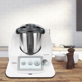 Sliding board made of acrylic, glossy white, 33 x 28 cm, for Thermomix TM5, TM6, TM31 and many other kitchen appliances, with high-quality Teflon gliders for effortless movement, made in Germany