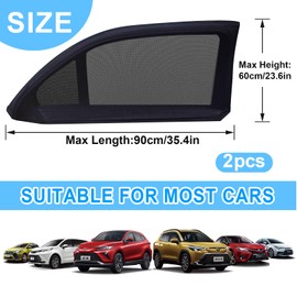 Pack of 2 Sun Protection Car Baby with UV Protection, Car Window Sun Visor for Children, 90 cm x 60 cm, Stretchy Sun Protection for the Car, Universal Suitable for Most (99%) Cars