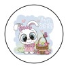 PartyMommy 30 HAPPY EASTER BUNNY STICKERS ENVELOPE SEALS LABELS 1.5" ROUND CUTE FAVORS