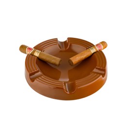 House of Ash Cigar Ashtray for Men, Vintage Accessories for Bar, Home, or Office, Large Indoor and Outdoor Tray, Heavy-Duty Decorative Brown Ceramic, Round