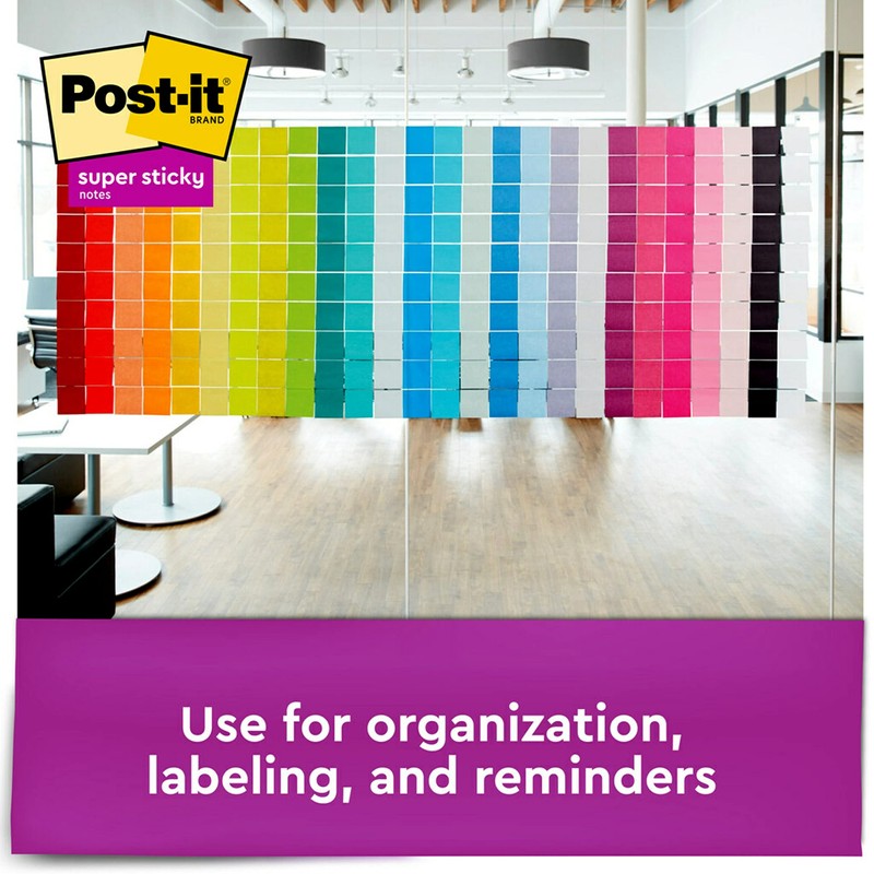 Post-it Super Sticky Notes, 2x Sticking Power, 3 x 3-Inches,