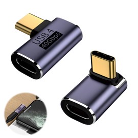 2Pcs USB C 90 Degree Adapter, 40Gbps 100W USB C Male to Female Adapter Right Angle 8K@60Hz Data Transfer Connector Compatible with Thunderbolt 4/3,Steam Deck,etc