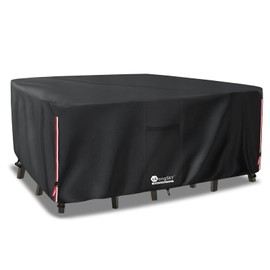 LSongSKY Outdoor Furniture Covers Waterproof,600D Heavy Duty Patio Cover for 6/7/8 PCS Sets Sectional Sofa Couch Dining Rocking Swivel Chairs Ottomans Coffee Table,111L x 74W x 28H inch Black