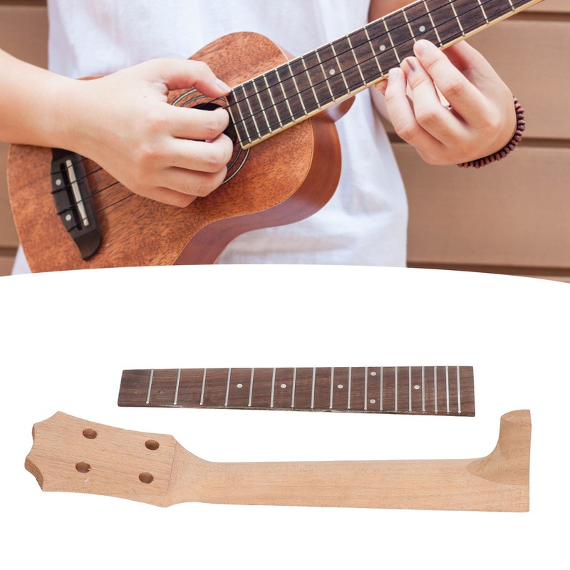 Ukulele Fretboard Neck Set Rosewood Okoume Wood Fingerboard Replacement for