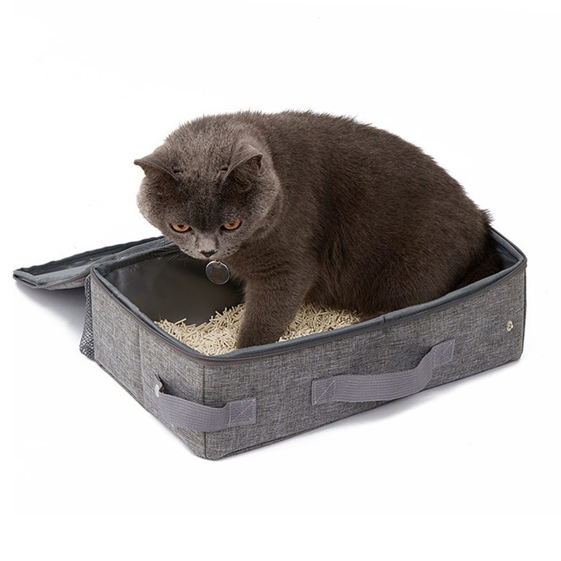 Portable Cat Travel Litter Box for Cats in Car Odor