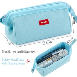 Large Pencil Case for Girls & Women, School Pencil Case for Secondary School, Pen Case Glacier Blue Boat-Shaped Pencil Pouch (Navy)