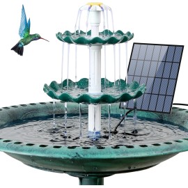 AISITIN 3.5W Solar Pump Bird Bath – 3-Tier DIY Fountain for Garden & Backyard Decoration