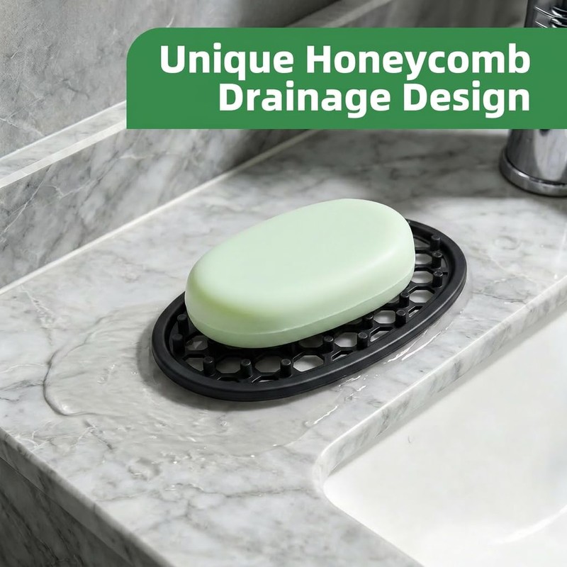 2pcs Silicone Soap Holder, Soap Dish with Drainage Holes, Non-Slip