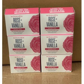 Schmidt’s 6 Pack Schmidt's Rose & Vanilla Natural Soap with Exfolaiting Vanilla Bean, 5 oz