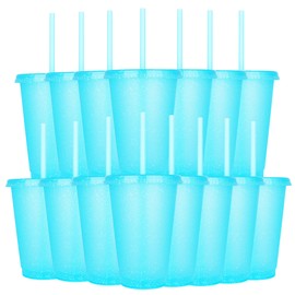 Yisituo 16 Oz Plastic Cups (15, Hellblau)