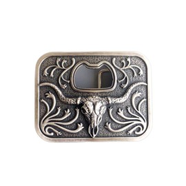 JEAN'S FRIEND Vintage Silver Rodeo Longhorn Bull Bottle Opener Belt Buckle also Stock in the US
