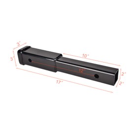 Fullwatt 12" Trailer Hitch Extension for 2-Inch Receiver Tube Extender Receiver Extension Tube Extenders 5/8" Pin Hole 4000 LBS Tow Capacity (12")