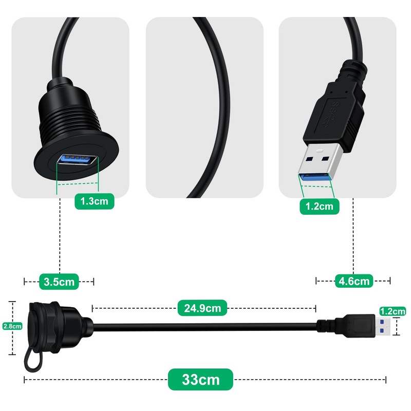 HuaLiSiJi USB Panel Flush Mount Cable 5Gbps Data Transmission USB