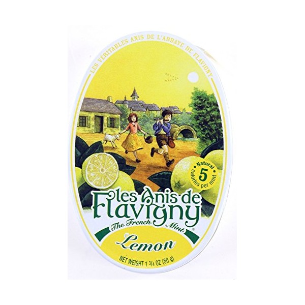 4 Pack Les Anis de Flavigny Hard Candy 1.75-ounce (50g) Tins (Lemon)