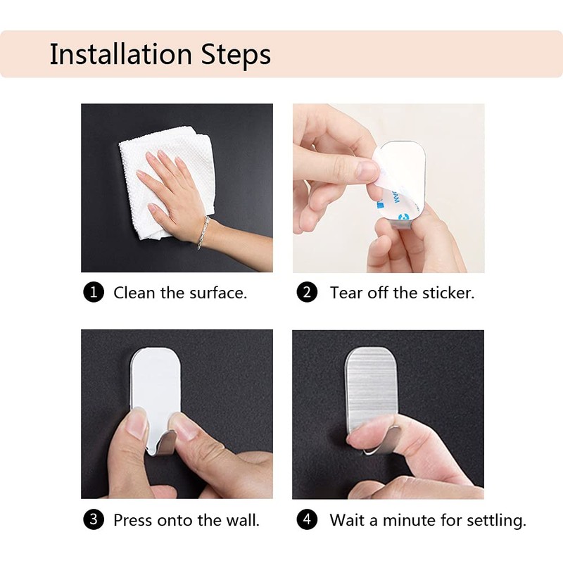 Kiemeu Small Self Adhesive Hooks for Hanging Heavy Duty Stick