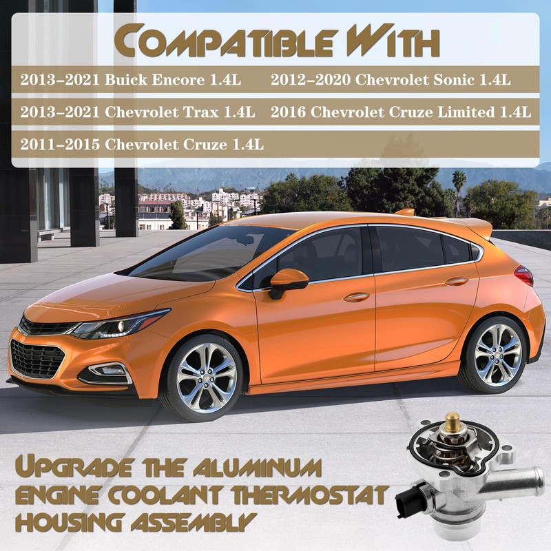 Upgrade Aluminium Engine Coolant Thermostat Housing Assembly, Compatible with Chevy