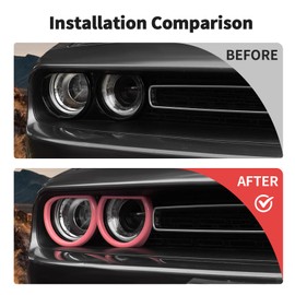 Voodonala for Challenger Headlight Headlamp Lampshade Accents Enhancements Cover Bezels Ring Cover Trim for 2015-2024+ Dodge Challenger Exterior Accessories,Pink ASB 4PCS