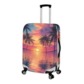 Cozeyat Sunset Palm Tree Travel Luggage Cover Spandex Suitcase Protector Washable Baggage Covers for 25-28 inch luggage
