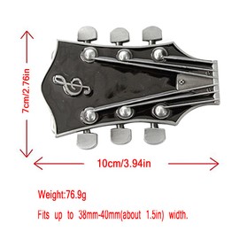 LKMY Men's Guitar Music Headstock Musician Belt Buckle,Western Vintage Handmade Cowboy Belt Buckles (Black)