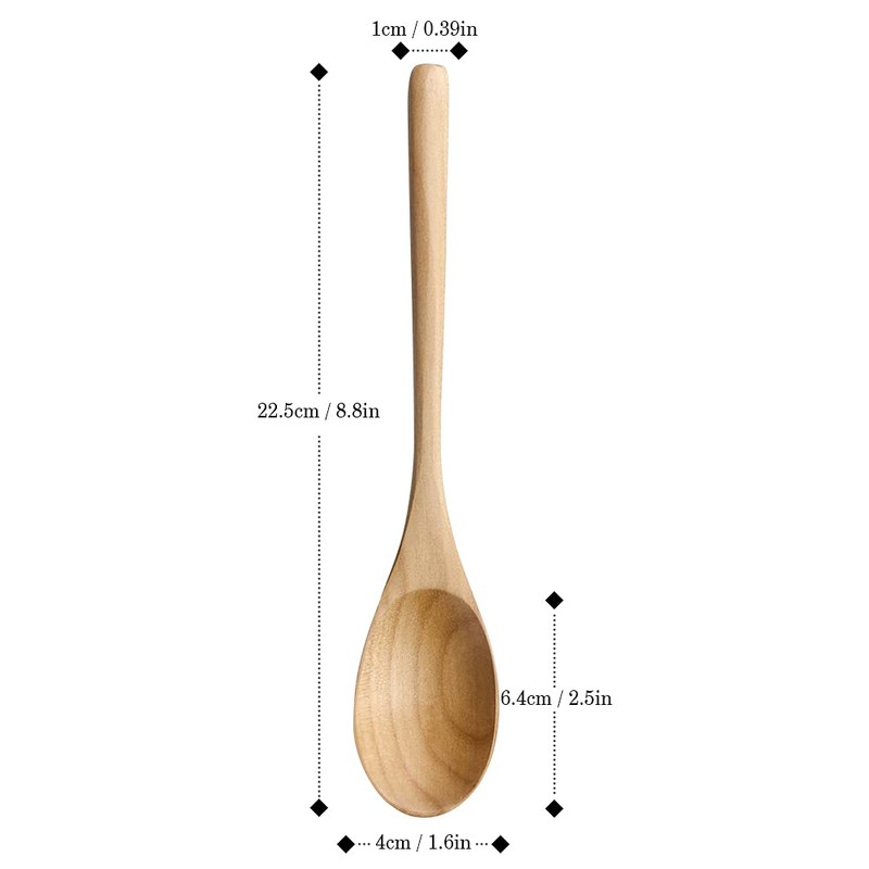 YFWOOD Spoons, Wooden Soup Spoons, Set of 2, Wood Dinner