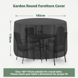 Garden Round Furniture Cover Outdoor Waterproof Table Cover Oxford Fabric Patio Furniture Set Cover 230 * 110cm Black