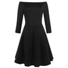oxiuly Women's 3/4 Sleeve Off Shoulder Solid Cotton A-Line Swing