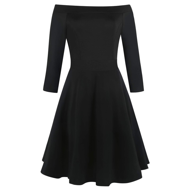 oxiuly Women's 3/4 Sleeve Off Shoulder Solid Cotton A-Line Swing