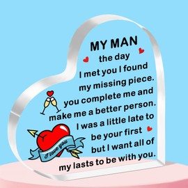 QMVMV Heart-Shaped Acrylic Plaque Gifts for Husband Boyfriend Birthday Anniversary Valentines Gifts for Him Couple Wedding Gifts for Hubby Fiance Groom