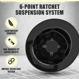 Rugged Blue Defender Full Brim Hard Hat | 6-Point Ratchet Suspension | Safety Helmet Hard Hat | Adjustable Suspension Size | ANSI Z89.1 Type 1, Class C, G, and E Certified |Black Hard Hats for Men