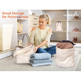 MISSLO Cotton Breathable Dust-proof Drawstring Storage Pouch Bag (Pack 3 L)