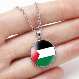 ZENRUIMING Palestinian Flag Necklace, Time Gem Simple Pendant Necklace