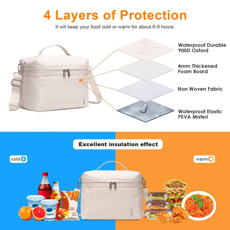 NOL Natural Organic Lifestyle Insulated Lunch Bags for Women Cooler