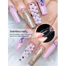 TOROKOM 120 Pieces Dual Nail Shapes Square Clear Poly Extension Gel Full Cover Coffin Nail Shapes 12 Sizes for Gel Manicure Design Salon & DIY