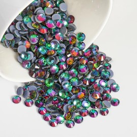 BEADSLAND Rhinestones termoadhesivos, 1440 piezas de diamantes de imitación de parte posterior plana para manualidades, ropa, decoración DIY, Verde Vo