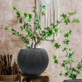 UPPER STONE LIVING UPPER STONE LIVING 11.6" H x 14.5" D (10" Pot Opening) Plastic Round Planter with Drainage Holes and Plug, Indoor/Outdoor Plant Pot for Home Patio Garden, Lightweight Outdoor Planters,Black