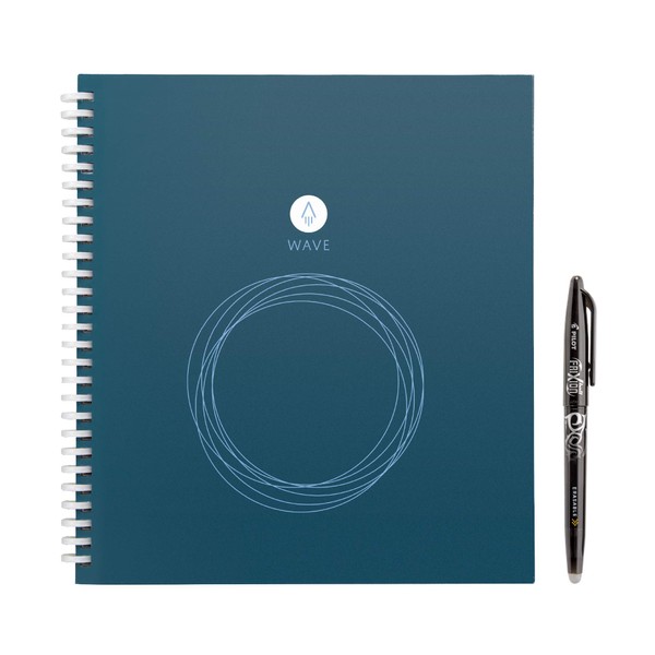 Rocketbook Wave Smart - Dotted Grid Eco-Friendly Notebook with 1 Pilot Frixion Pen Included - Standard Size (8.5" x 9.5"), BLUE (WAV-S)